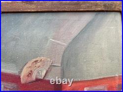 Ancien tableau XIX XX scène d'intérieur portrait maison nature morte peinture