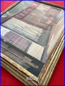 Ancien tableau XIX XX scène d'intérieur portrait maison nature morte peinture