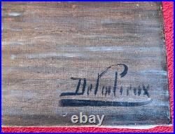 Ancien tableau XIX marine mer bateau clair de lune orientaliste Venise peinture