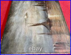 Ancien tableau XIX marine mer bateau clair de lune orientaliste Venise peinture