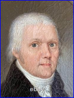 Ancien tableau XVIII XIX portrait homme Empire Boilly peinture cadre bois doré