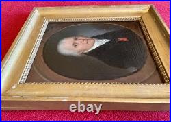 Ancien tableau XVIII XIX portrait homme Empire Boilly peinture cadre bois doré