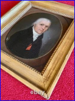 Ancien tableau XVIII XIX portrait homme Empire Boilly peinture cadre bois doré