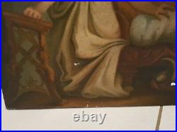 Ancien tableau huile sur toile XIX ème s, jolie peinture ancienne
