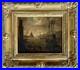 Ancien tableau marine XVIII 17 18 mer port bateau paysage peinture antique cadre