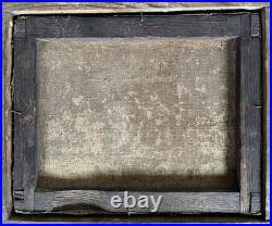 Ancien tableau marine XVIII 17 18 mer port bateau paysage peinture antique cadre