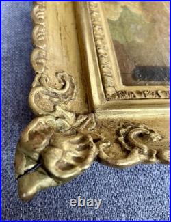 Ancien tableau marine XVIII 17 18 mer port bateau paysage peinture antique cadre