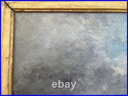 Ancien tableau marine mer XIX 19 bateau tempête paysage marin peinture hst cadre