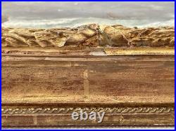 Ancien tableau marine mer XIX 19 bateau tempête paysage marin peinture hst cadre