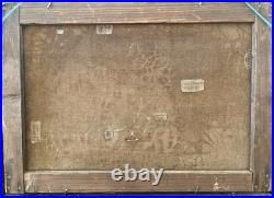 Ancien tableau marine mer XIX 19 bateau tempête paysage marin peinture hst cadre