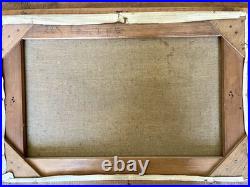 Ancien tableau marine mer bateau de pêche barque coucher soleil XIX XX peinture