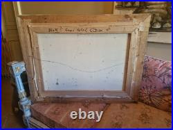 Ancienne Grande Peinture, Huile Sur Toile Représentant Une Scène De Récolte