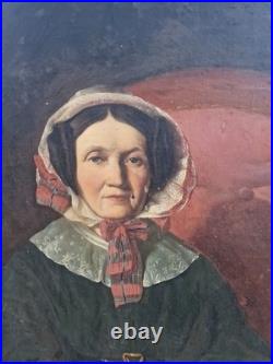 Ancienne Peinture Grand Format, Huile Sur Toile Portrait De Femme