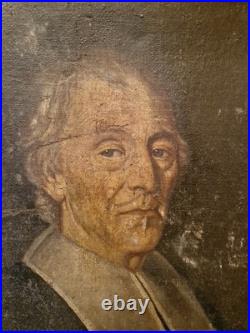 Ancienne Peinture Huile Sur Toile Représentant Un Portrait D'homme Époque XVIII