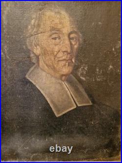 Ancienne Peinture Huile Sur Toile Représentant Un Portrait D'homme Époque XVIII