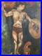 Ancienne Peinture Huile Sur Toile Soldat Romain Casque Dufresne Expressionnisme
