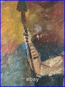 Ancienne Peinture Huile Sur Toile Soldat Romain Casque Dufresne Expressionnisme