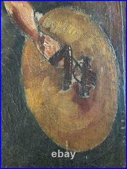 Ancienne Peinture Huile Sur Toile Soldat Romain Casque Dufresne Expressionnisme