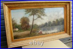 Ancienne huile sur toile encadrée et signée ALRAY années 1950 80 x 40 cm