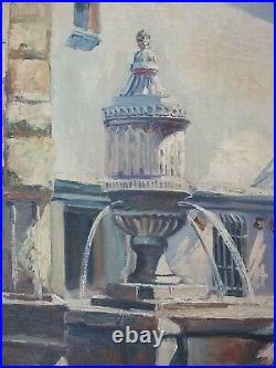 Ancienne huile sur toile signée SIRVAL fontaine du Peyra à Vence
