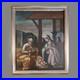 Ancienne peinture à l&rsquo;huile sur toile Nativité XVII/XVIIIe siècles #D7#