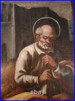Ancienne peinture à l'huile sur toile Nativité XVII/XVIIIe siècles #D7#
