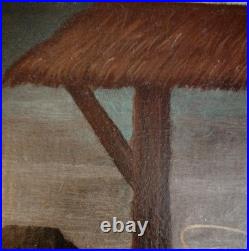 Ancienne peinture à l'huile sur toile Nativité XVII/XVIIIe siècles #D7#