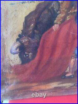 Ancienne peinture huile sur toile scène de corrida signé à identifier