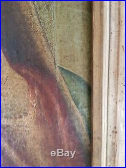 Ancienne peinture religieuse huile sur toile époque XVIII ème
