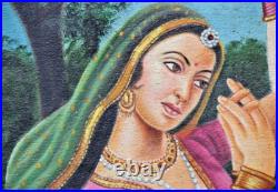 Antique Huile Peinture Sur Toile 3 Danse Femme Village Scène Artiste Fin Art