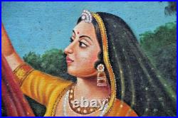 Antique Huile Peinture Sur Toile 3 Danse Femme Village Scène Artiste Fin Art