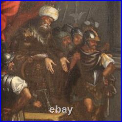 Antique peinture huile sur toile sainte Esther Assuérus tableau religieux 700