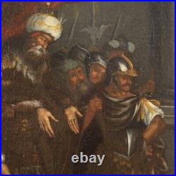 Antique peinture huile sur toile sainte Esther Assuérus tableau religieux 700