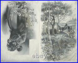 Antony TRONCET (1879-1939) Double peinture vers 1905 illustration grisaille