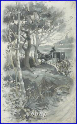 Antony TRONCET (1879-1939) Double peinture vers 1905 illustration grisaille