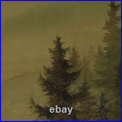 Aquarelle ancienne de 1955 Paysage, vue sur la montagne 57x43 cm