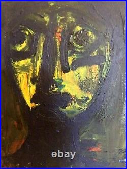 Art brut singulier Zarka oeuvre unique L'homme sombre Huile sur toile 40x30