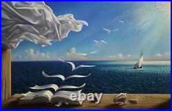 Art surrealiste tableau peinture huile sur toile / surrealist Canvas The Waves