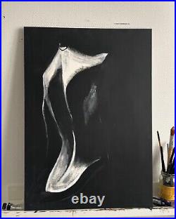Art tableau peinture acrylique sur toile, Femme, Nu, oeuvre originale signée
