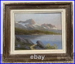 Astrid WALFORD (1907-1984) Huile sur toile paysage de montagne vue des Alpes