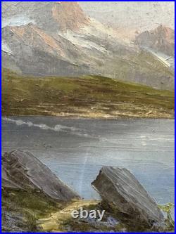 Astrid WALFORD (1907-1984) Huile sur toile paysage de montagne vue des Alpes