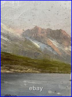 Astrid WALFORD (1907-1984) Huile sur toile paysage de montagne vue des Alpes