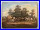 Attelage au repos, huile sur toile, tableau ancien, peinture, XIXe