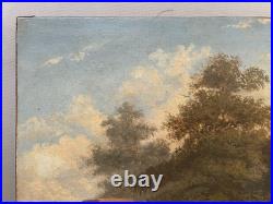 Attelage au repos, huile sur toile, tableau ancien, peinture, XIXe