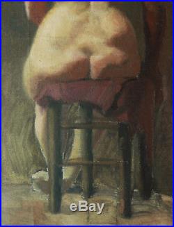 Attribué Auguste GUÉNOT sculpteur Toulouse tableau nu femme nue modèle atelier