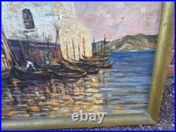 BARUQUE CONSTANT. Martigues. Peinture huile sur toile signée. A Restaurer