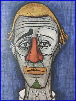 BERNARD BUFFET 1955 TABLEAU sur TOILE TÊTE De CLOWN NUMÉROTÉ