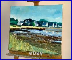 BRETAGNE sud Presqu'île de Rhuys. Marine tableau signé Peinture à l' huile