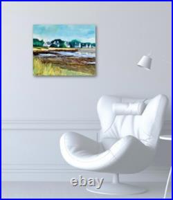 BRETAGNE sud Presqu'île de Rhuys. Marine tableau signé Peinture à l' huile
