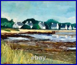 BRETAGNE sud Presqu'île de Rhuys. Marine tableau signé Peinture à l' huile